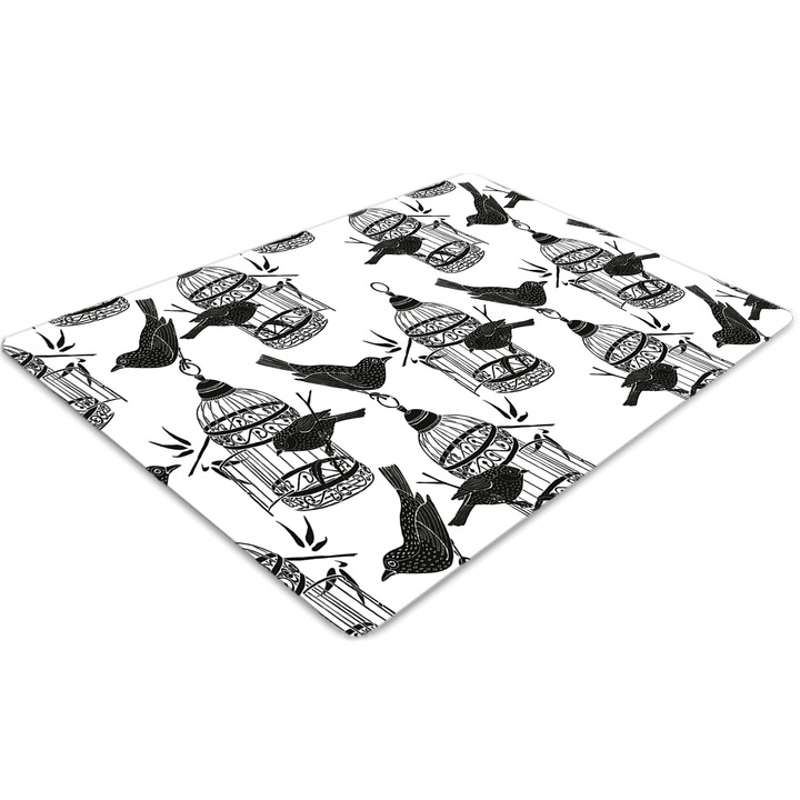 Covor pentru scaun de birou, PVC, custi de pasari, Gri, 140 cm x 100 cm, 010250310030100030713