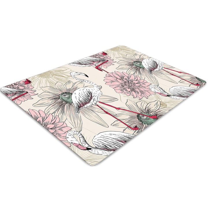 Covor pentru scaun de birou, PVC, flamingo roz, Gri, 140 cm x 100 cm, 010250310030100030709