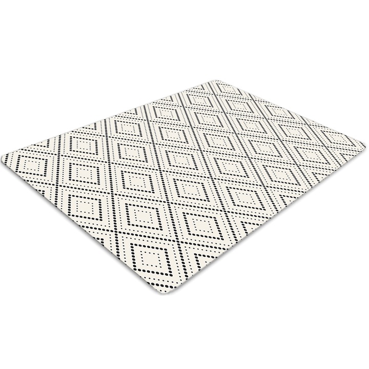 Covor pentru scaun de birou, PVC, model geometric, Gri, 140 cm x 100 cm, 010250310030100029877