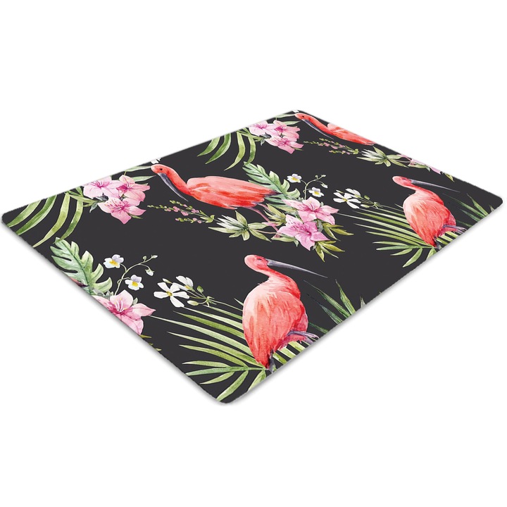 Covor pentru scaun de birou, PVC, flamingo negru, Verde, 140 cm x 100 cm, 010250310030100030724