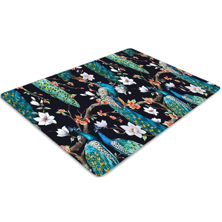 Covor pentru scaun de birou, PVC, paun, Negru, 140 cm x 100 cm, 010250310030100030001