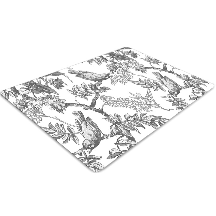 Covor pentru scaun de birou, PVC, pasari cenusii, Gri, 140 cm x 100 cm, 010250310030100030873