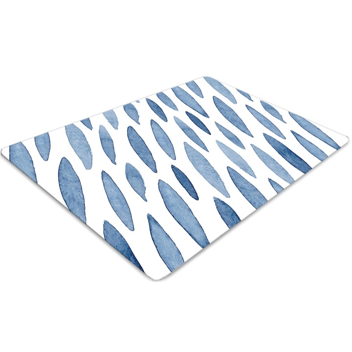 Covor PVC. Tulup. Vinil. Dreptunghi. Pete de cerneala. Albastru. 140 cm x 100 cm. 010250310030100030048