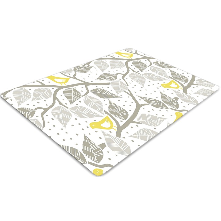 Covor pentru scaun de birou, PVC, pasari, Maro, 140 cm x 100 cm, 010250310030100030007