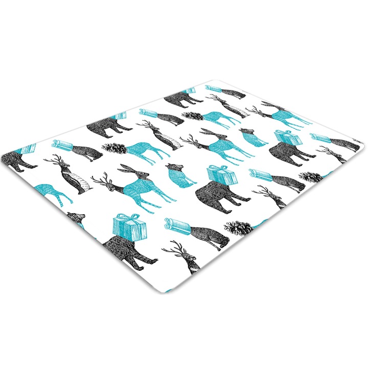 Covor pentru scaun de birou, PVC, animale, Gri, 140 cm x 100 cm, 010250310030100030146