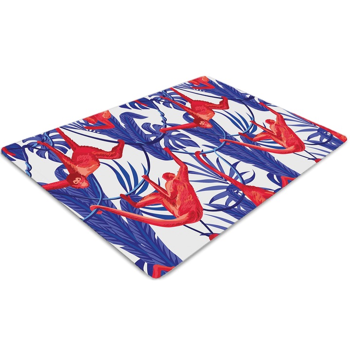 Covor pentru scaun de birou, PVC, abstractia maimutelor, Albastru, 140 cm x 100 cm, 010250310030100030161