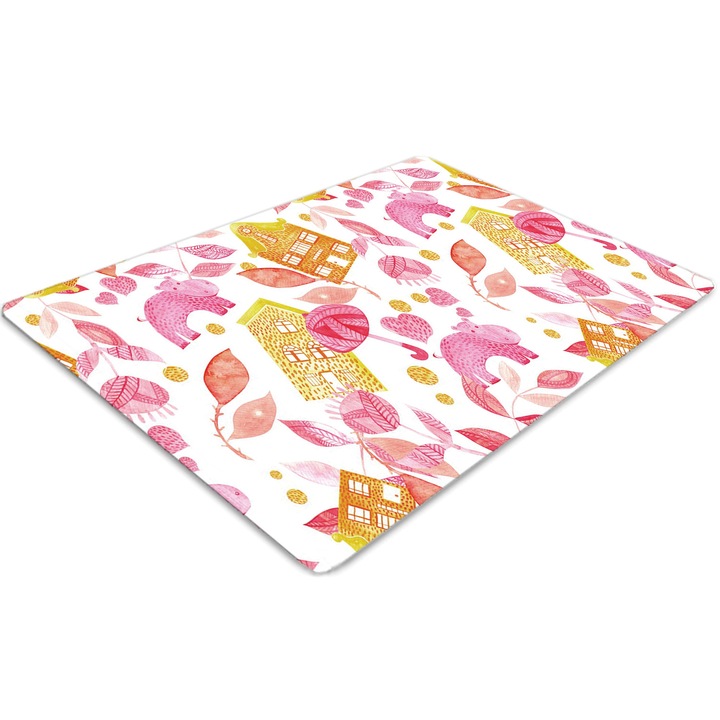 Covor pentru scaun de birou, PVC, hipopotam, Roz, 140 cm x 100 cm, 010250310030100029965