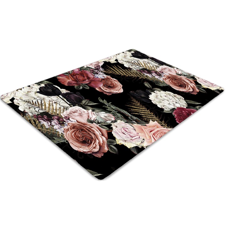 Covor PVC. Tulup. Vinil. Dreptunghi. Gradina intunecata. Roz. 100 cm x 70 cm. 010250310010100029618