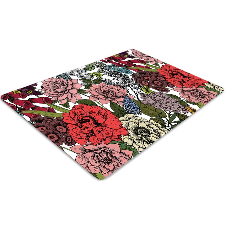 Covor pentru scaun de birou, PVC, flori de toamna, Roz, 140 cm x 100 cm, 010250310030100011079