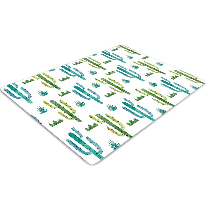 Covor pentru scaun de birou, PVC, cactus pictat, Verde, 140 cm x 100 cm, 010250310030100006608