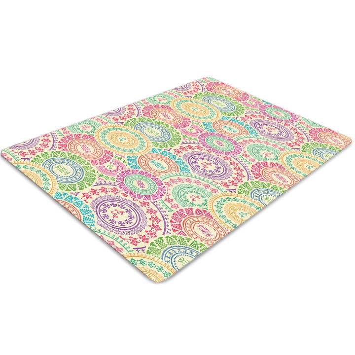 Covor pentru scaun de birou, PVC, model circular, Verde, 140 cm x 100 cm, 010250310030100029391