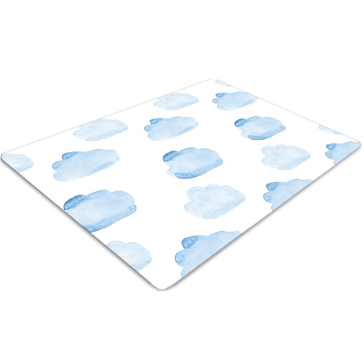 Covor pentru scaun de birou, PVC, nori, Albastru, 140 cm x 100 cm, 010250310030100029387