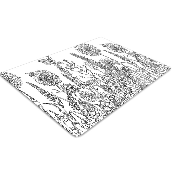 Covor PVC. Tulup. Vinil. Dreptunghi. Schita de flori. Gri. 100 cm x 70 cm. 010250310010100029400