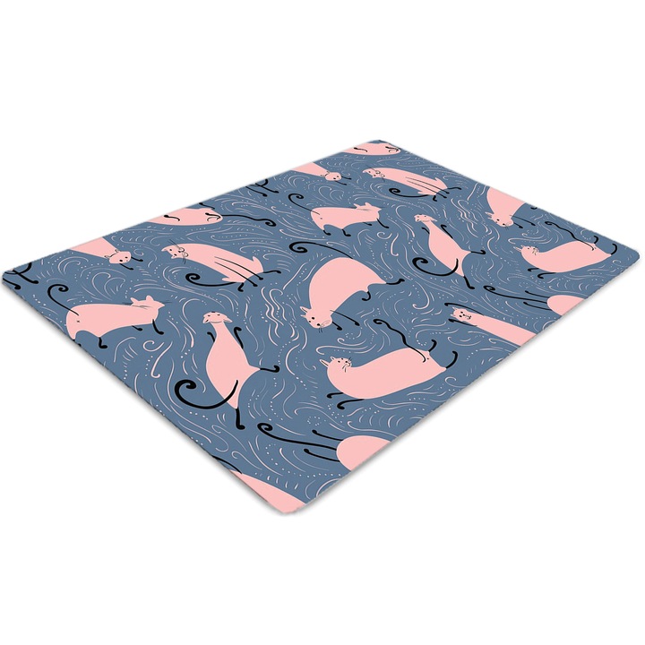 Covor pentru scaun de birou, PVC, pisici din desene animate, Albastru, 140 cm x 100 cm, 010250310030100029411