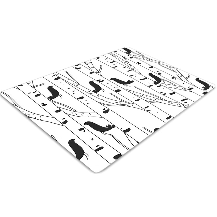 Covor pentru scaun de birou, PVC, pasari si copaci, Gri, 140 cm x 100 cm, 010250310030100029422