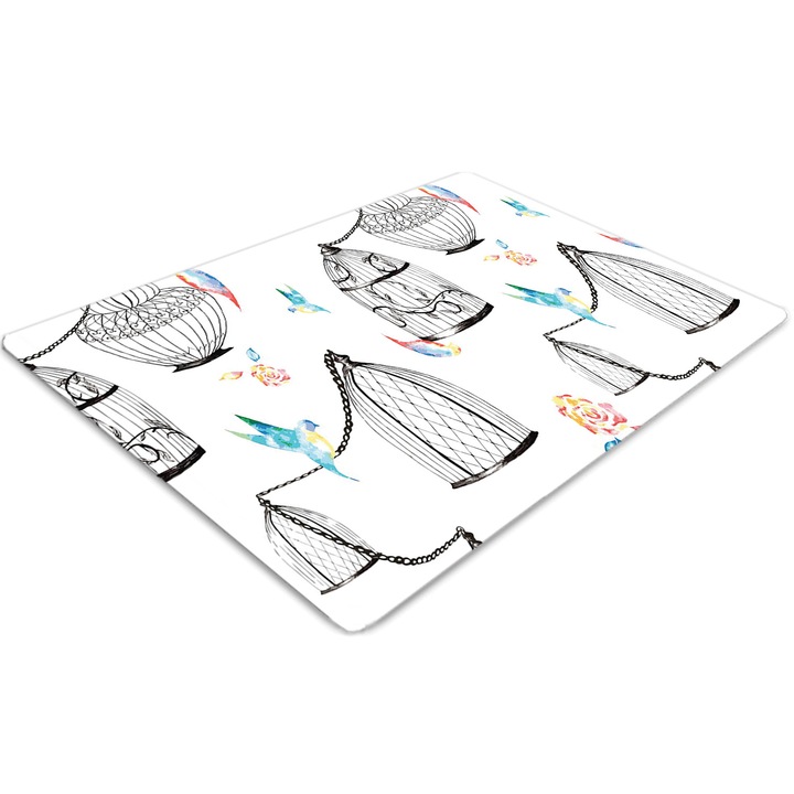 Covor pentru scaun de birou, PVC, custi de pasari, Gri, 140 cm x 100 cm, 010250310030100029423