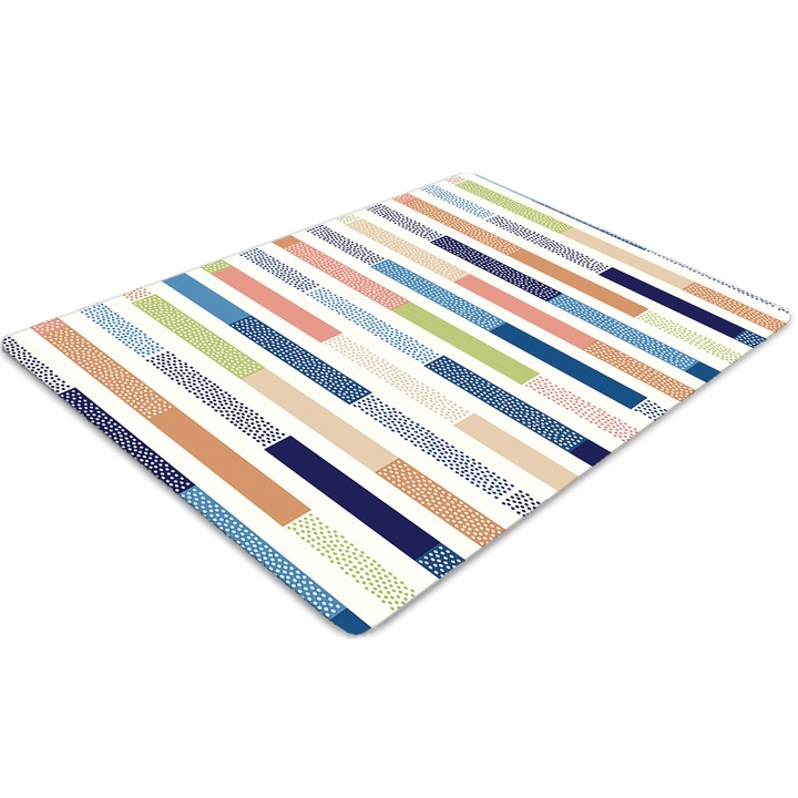 Covor pentru scaun de birou, PVC, dungi colorate, Verde, 140 cm x 100 cm, 010250310030100007949