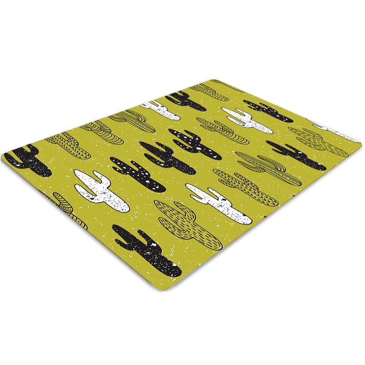 Covor PVC. Tulup. Vinil. Dreptunghi. Cactusi. Verde. 140 cm x 100 cm. 010250310030100029434