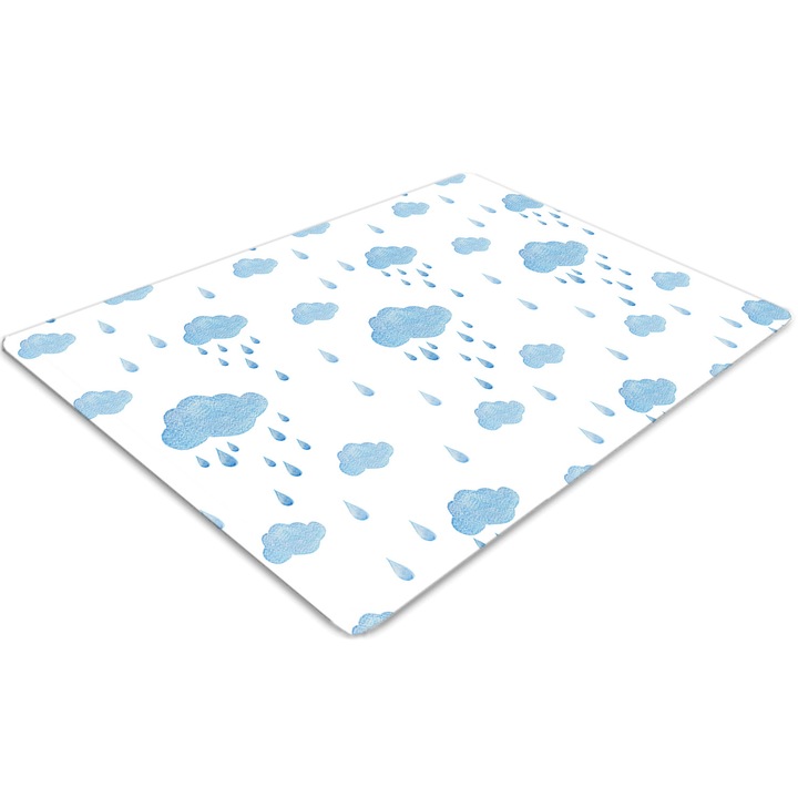 Covor pentru scaun de birou, PVC, nori de ploaie, Albastru, 140 cm x 100 cm, 010250310030100029442