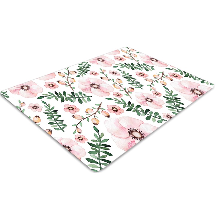 Covor pentru scaun de birou, PVC, floare, Roz, 140 cm x 100 cm, 010250310030100029435