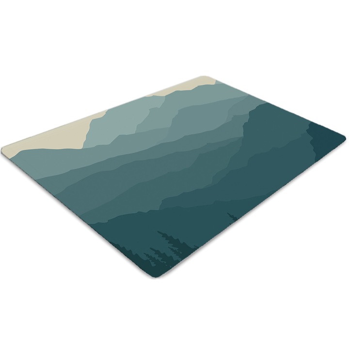 Covor pentru scaun de birou, PVC, padure, Albastru, 140 cm x 100 cm, 010250310030100012116