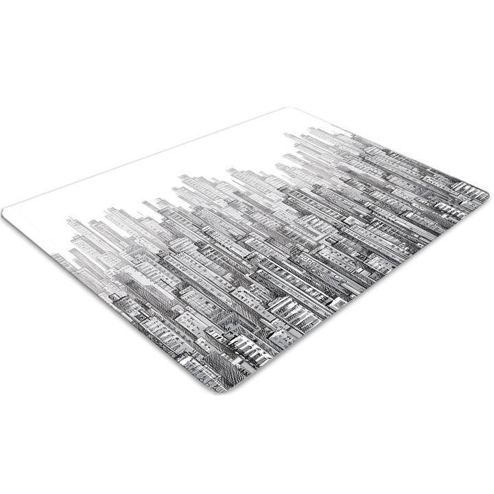 Covor pentru scaun de birou, PVC, oras alb-negru, Alb, 140 cm x 100 cm, 010250310030100011254