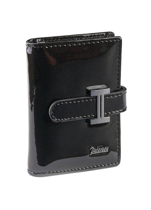 Дамски портфейл, Peterson, Лачена кожа, Черен