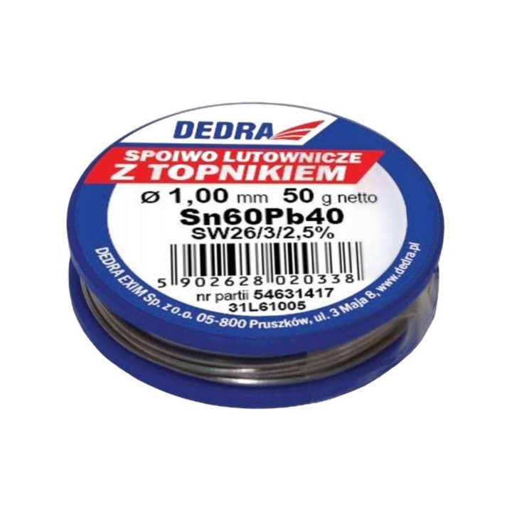 Cositor cu flux, Dedra, 1 mm, 50g