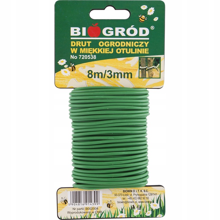 Sarma de gradina, Browin, Otel/Plastic, 8m x 3 mm, Verde