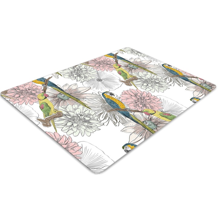 Covor PVC. Tulup. Vinil. Dreptunghi. Papagal si flori. Verde. 140 cm x 100 cm. 010250310030100005814