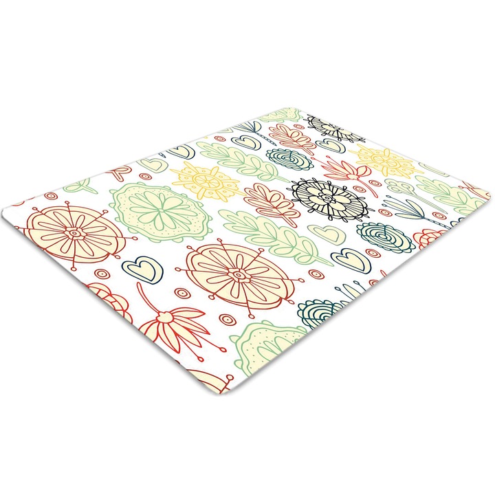 Covor PVC. Tulup. Vinil. Dreptunghi. Flori si inimi. Verde. 140 cm x 100 cm. 010250310030100029419