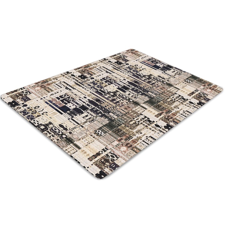 Covor pentru scaun de birou, PVC, gresie stil boho, Gri, 140 cm x 100 cm, 010250310030100011267