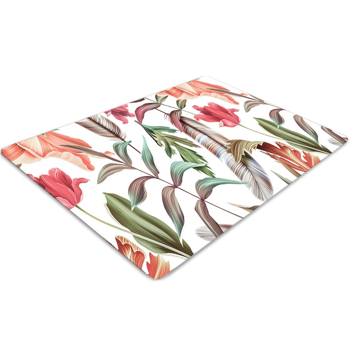 Covor pentru scaun de birou, PVC, plante si frunze, Maro, 140 cm x 100 cm, 010250310030100030067