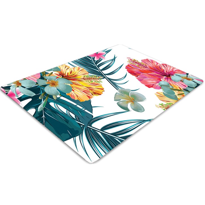 Covor pentru scaun de birou, PVC, flori de primavara, Albastru, 140 cm x 100 cm, 010250310030100030118