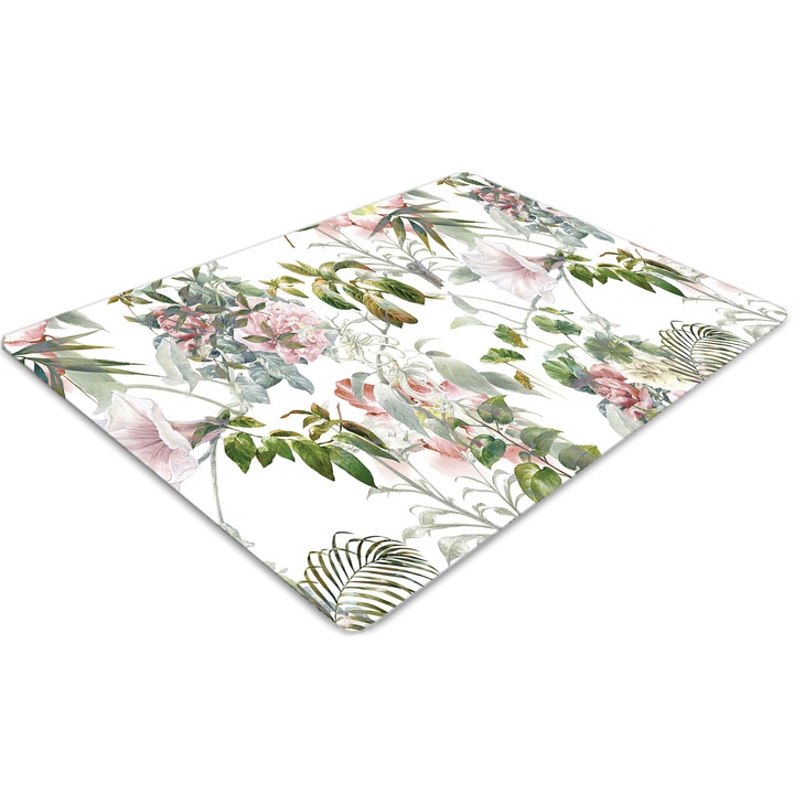 Covor pentru scaun de birou, PVC, floare delicata, Verde, 140 cm x 100 cm, 010250310030100030165