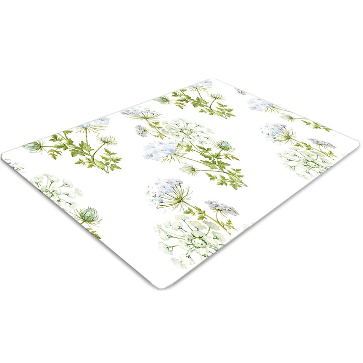 Covor pentru scaun de birou, PVC, flori delicate, Verde, 140 cm x 100 cm, 010250310030100030144