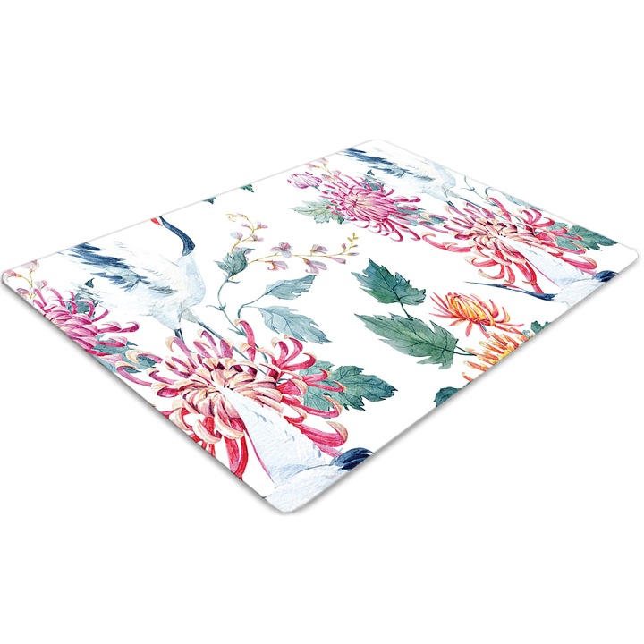 Covor pentru scaun de birou, PVC, starc in flori, Albastru, 140 cm x 100 cm, 010250310030100030219