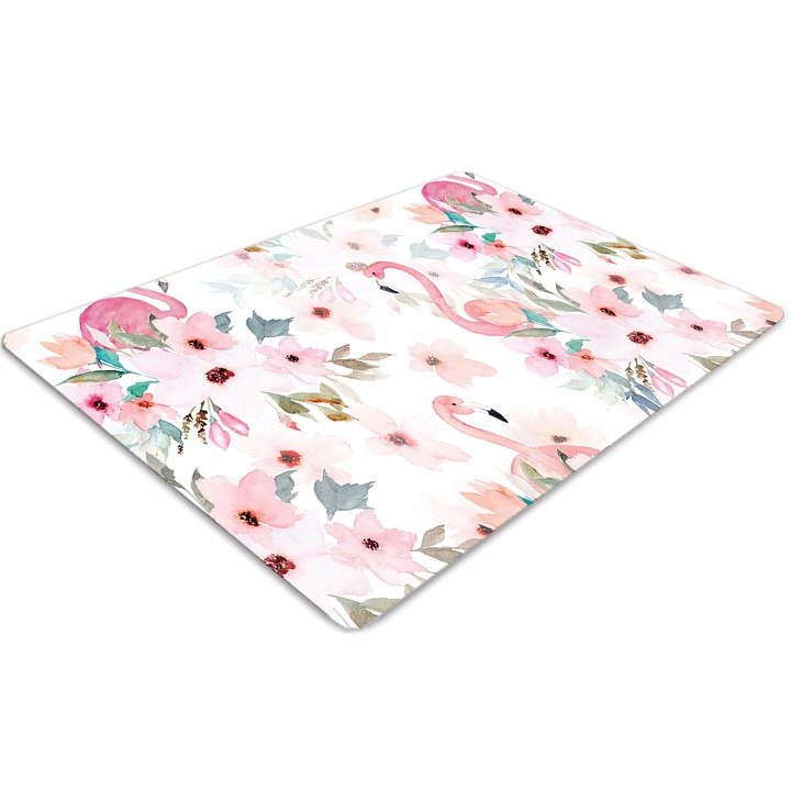 Covor pentru scaun de birou, PVC, flamingo, Roz, 140 cm x 100 cm, 010250310030100030271