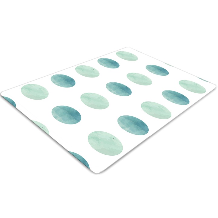 Covor pentru scaun de birou, PVC, puncte de acuarela, Verde, 140 cm x 100 cm, 010250310030100030346