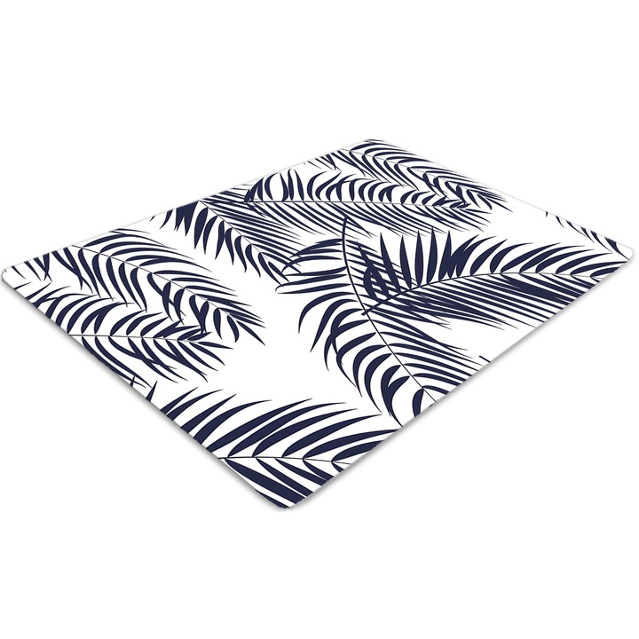Covor pentru scaun de birou, PVC, palmier tropical, Albastru, 140 cm x 100 cm, 010250310030100030890