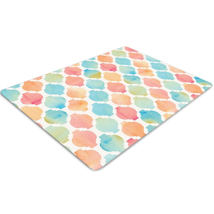 Covor pentru scaun de birou, PVC, model colorat, Albastru, 140 cm x 100 cm, 010250310030100029970