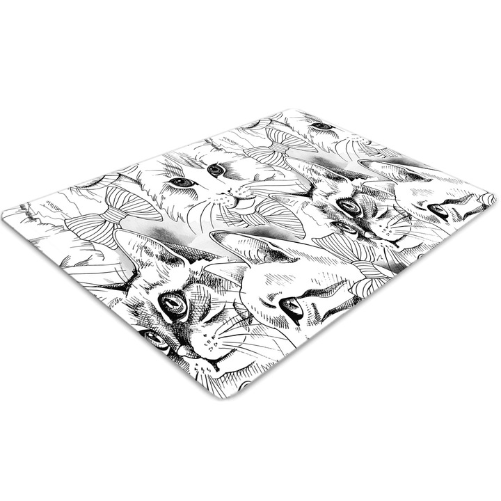 Covor pentru scaun de birou, PVC, pisici inchiriate, Alb, 140 cm x 100 cm, 010250310030100029904