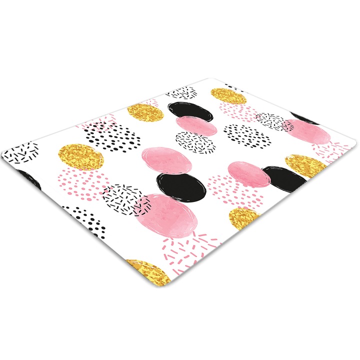 Covor pentru scaun de birou, PVC, puncte geometrice, Roz, 140 cm x 100 cm, 010250310030100029887