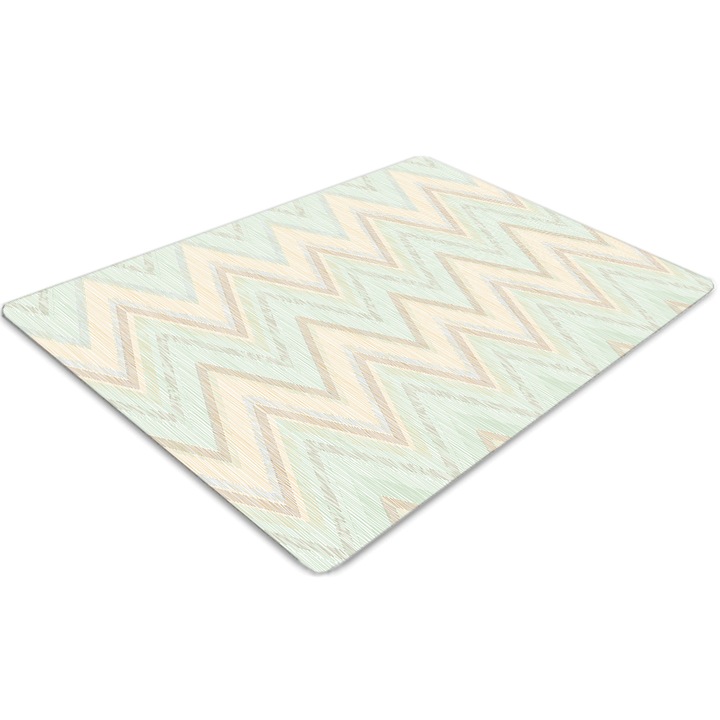 Covor pentru scaun de birou, PVC, zigzag, Verde, 140 cm x 100 cm, 010250310030100030003
