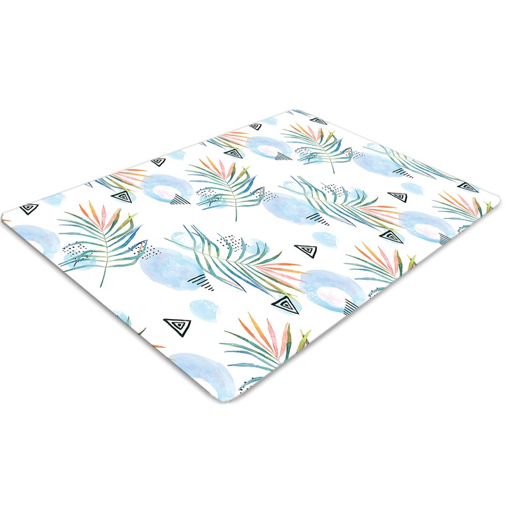 Covor PVC. Tulup. Vinil. Dreptunghi. Model tropical. Albastru. 100 cm x 70 cm. 010250310010100029993