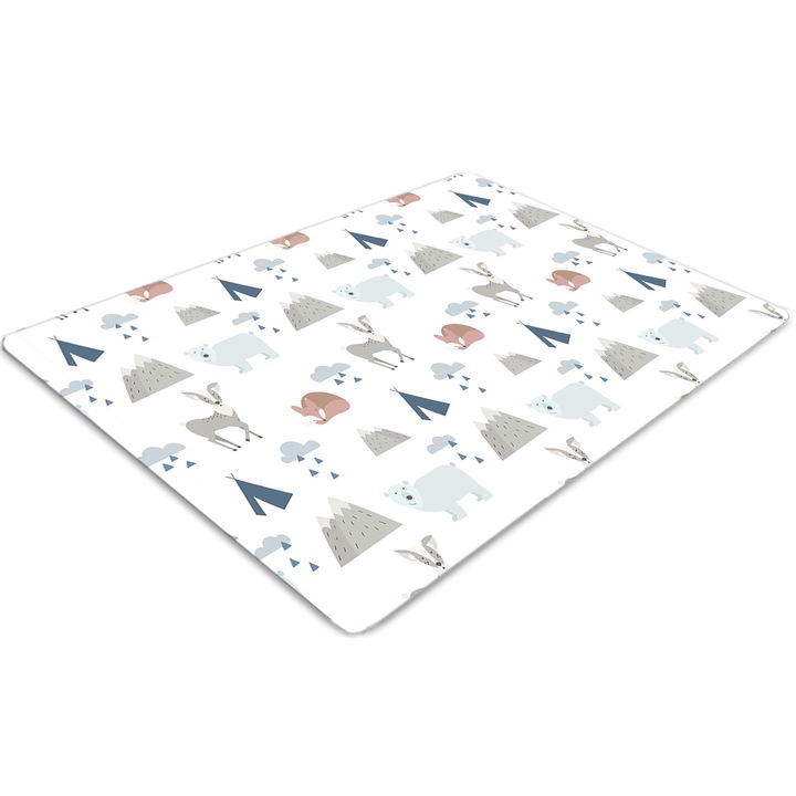 Covor pentru scaun de birou, PVC, animale de padure, Verde, 140 cm x 100 cm, 010250310030100030059