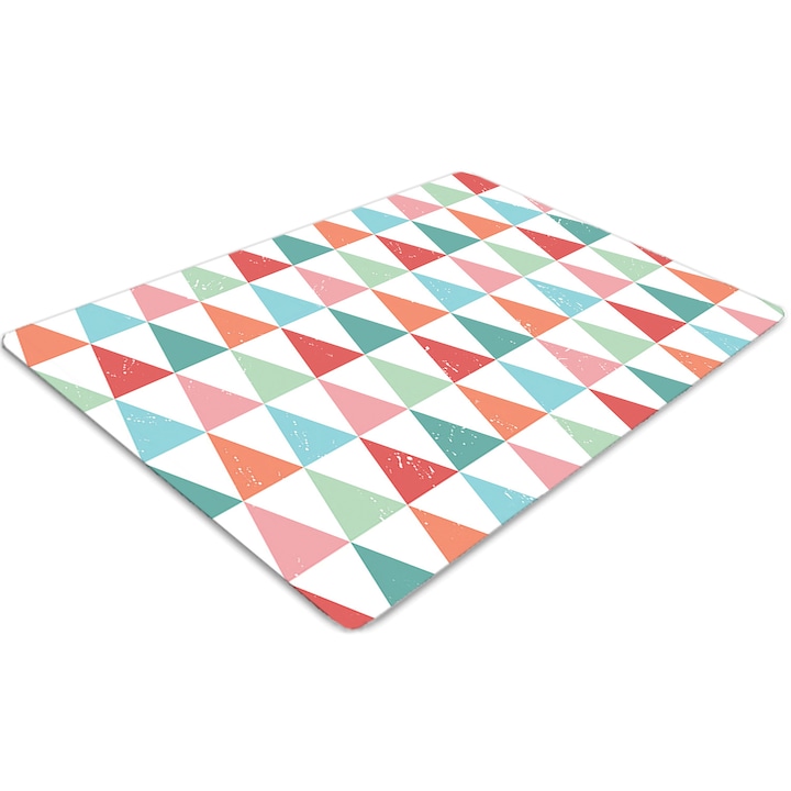 Covor PVC. Tulup. Vinil. Dreptunghi. Triunghiuri colorate. Roz. 120 cm x 90 cm. 010250310020100029324