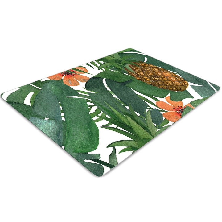 Covor pentru scaun de birou, PVC, ananas tropical, Verde, 140 cm x 100 cm, 010250310030100011845