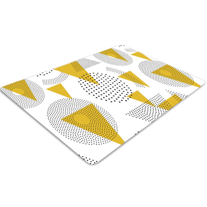 Covor pentru scaun de birou, PVC, roti si triunghiuri, Maro, 140 cm x 100 cm, 010250310030100011805