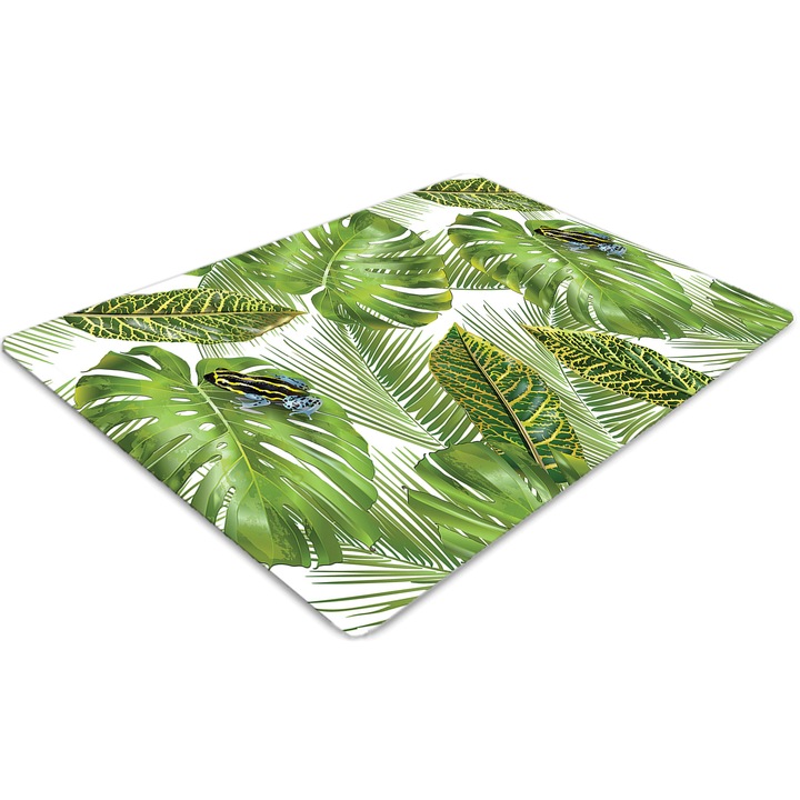 Covor pentru scaun de birou, PVC, broasca pe o frunza, Verde, 140 cm x 100 cm, 010250310030100011848